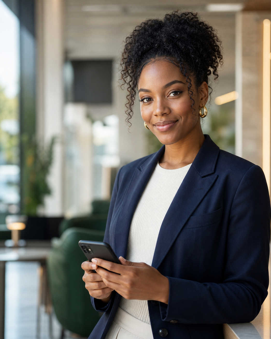 Professional holding a phone